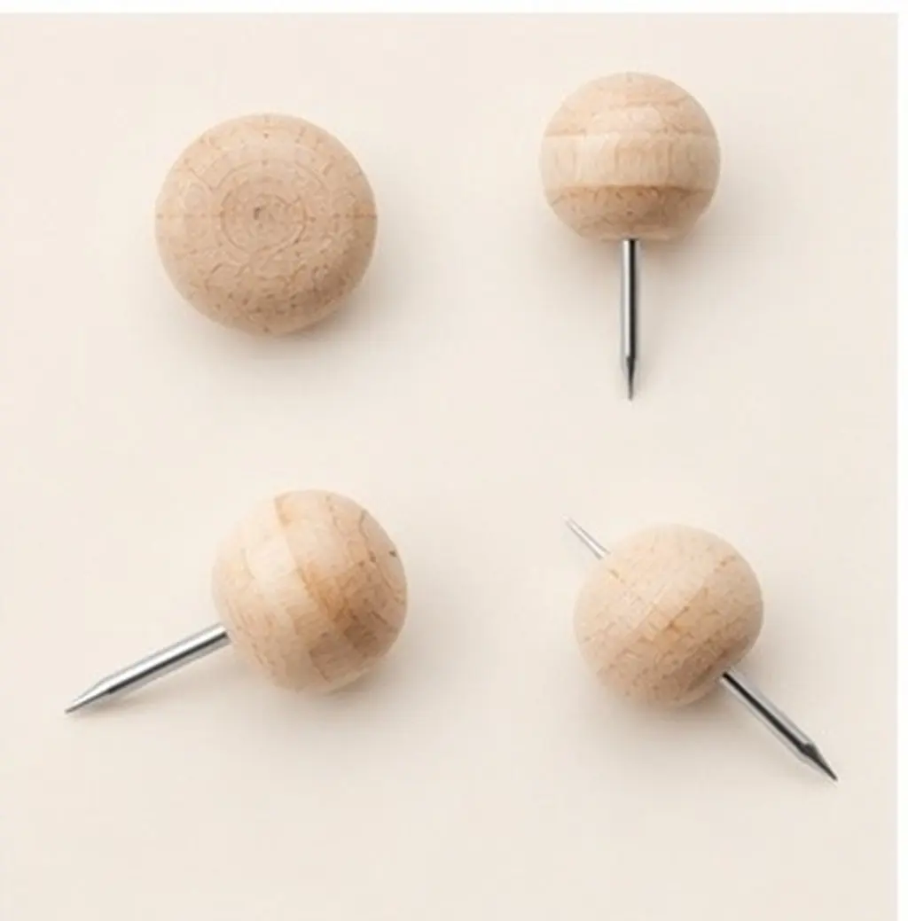200Pcs Premium Wood Pushpins Eco Friendly Thumbtacks for Bulletin Boards Photos Calendars Childrens Art Projects
