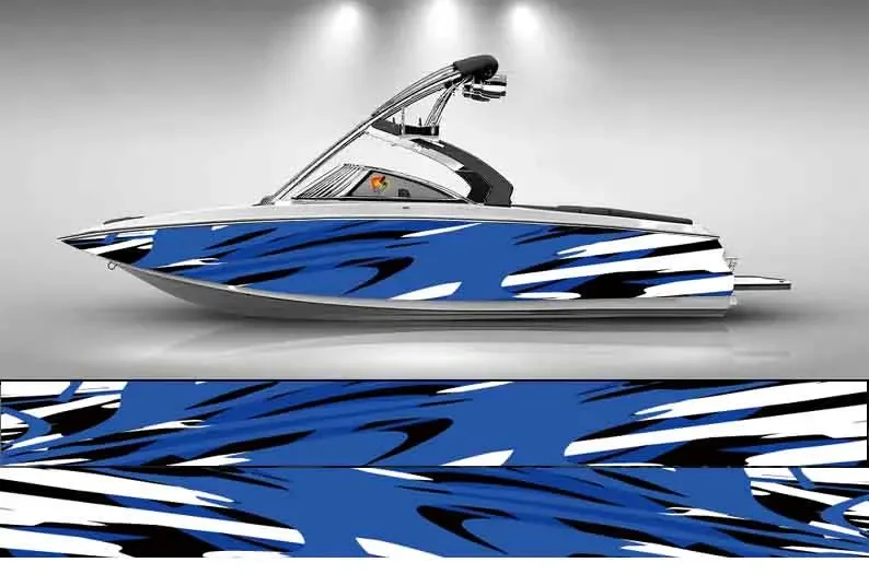 Abstract Messy Lines Irregular Graphic Vector  Boat Sticker Vinyl Ship Pontoon Deck Boat Fishing Decorative Pontoon Boats Decal