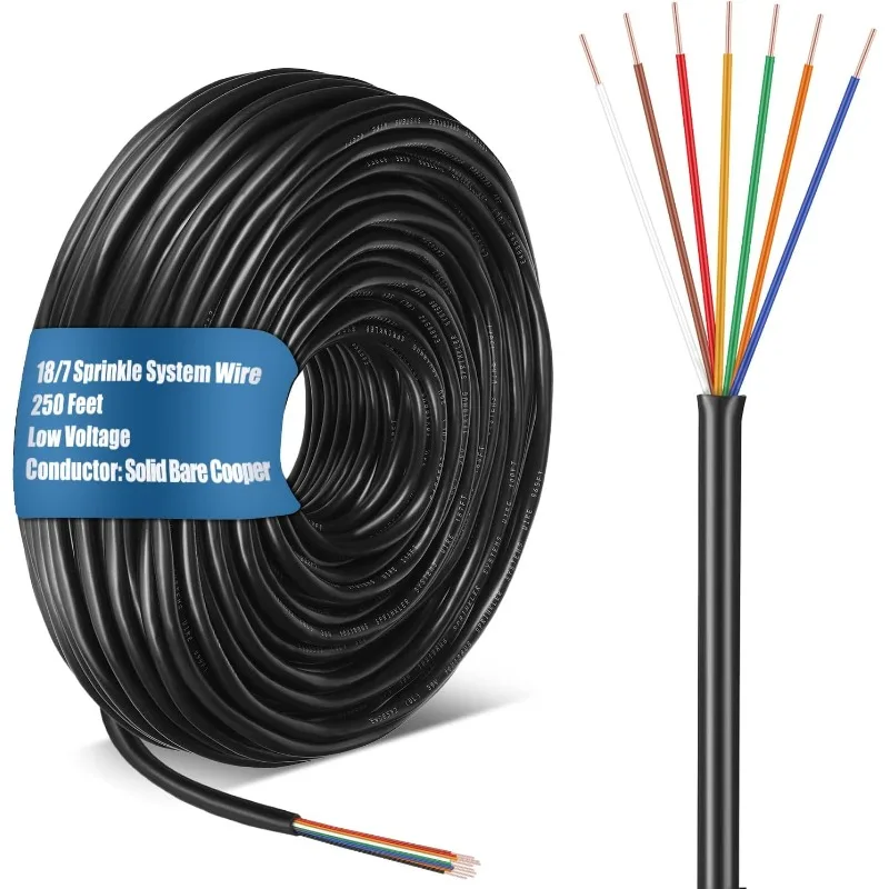 Solid Sprinkler System Wire, 18 Gauge Irrigation Wire with UV Resistant PVC Jacket Sprinkler Cable for Underground Irrigation