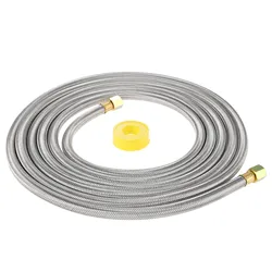 1kit 16Ft Stainless Steel Braided BBQ Grill Extension Propane Hose 3/8 Female Flare Gas Nuts Threads Gas Line Pipe Thread Tape