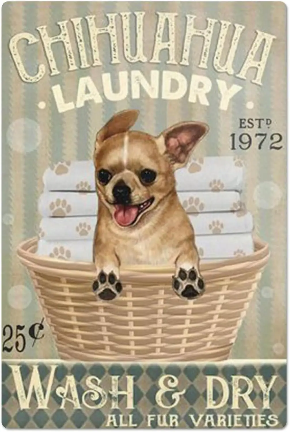 Chihuahua Bath Metal Tin Retro Sign Metal Poster Chihuahua Metal Poster Funny Bathroom Wall Art Bathroom Hanging Decor Home sign