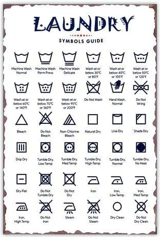 Laundry Symbol Guide Vintage Metal Tin Logo Laundry Symbol Country Home decor 8X12 inches