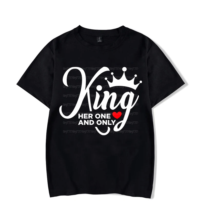 Matching Couples T Shirt King Queen His/Her One and Only Print Tshirt Valentine Shirt Tops King Queen Crown Men Women T-shirt