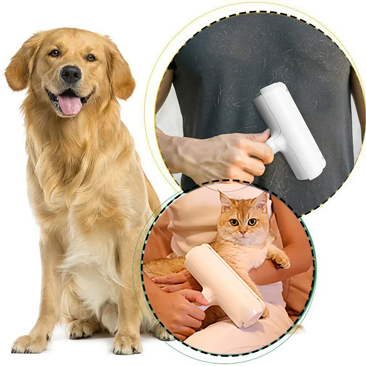 

Pet Hair Roller Remover Lint Brush 2Way Dog Cat Comb Tool Convenient Cleaning Dog Cat Fur Brush Base Home Furniture Sofa Clothes