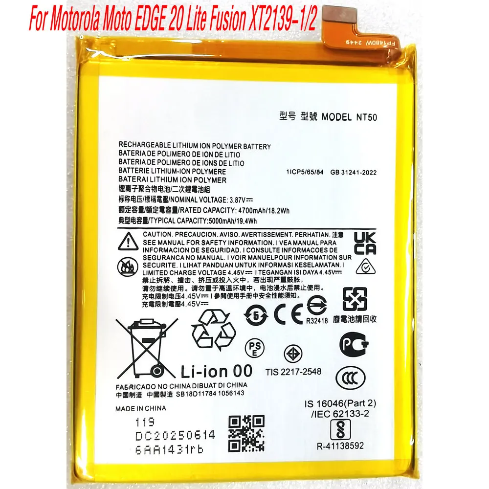 

3.87V New NT50 Replacement Battery For Motorola Moto EDGE 20 Lite Fusion XT2139-1/2 Mobile Phone