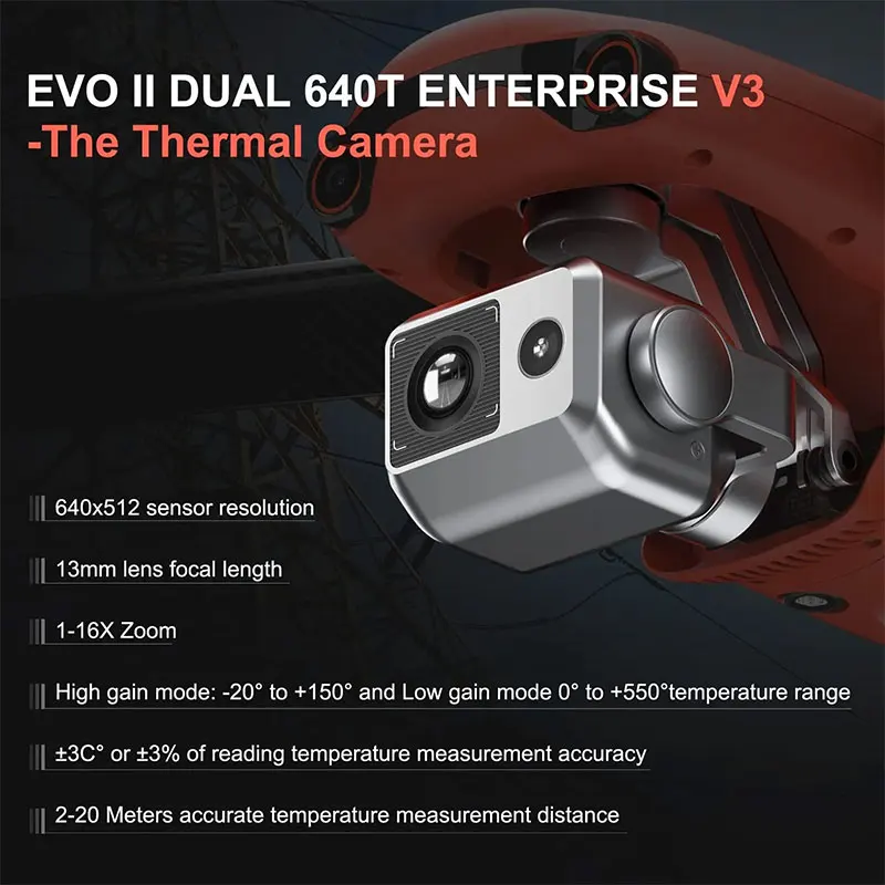 Autel New Remote Control Robotic EVO 2 640T V3 3D Obstacle 8K Double IR Camera Drones Equipped with Intelligent Controllers 25KM