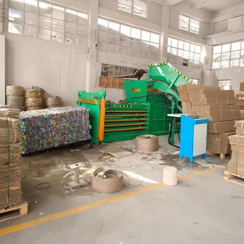 Customized Horizontal Hydraulic Baling Machine Heavy Duty Industrial Automatic Baler With PLC And Conveyor Feeding System