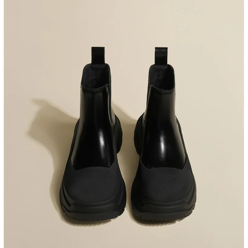 

Youilai женские кожаные ботинки ort, осенние новые непромокаемые ботинки челси на платформе Briti Sle с круглым носком на плоской подошве и резиновой подошве