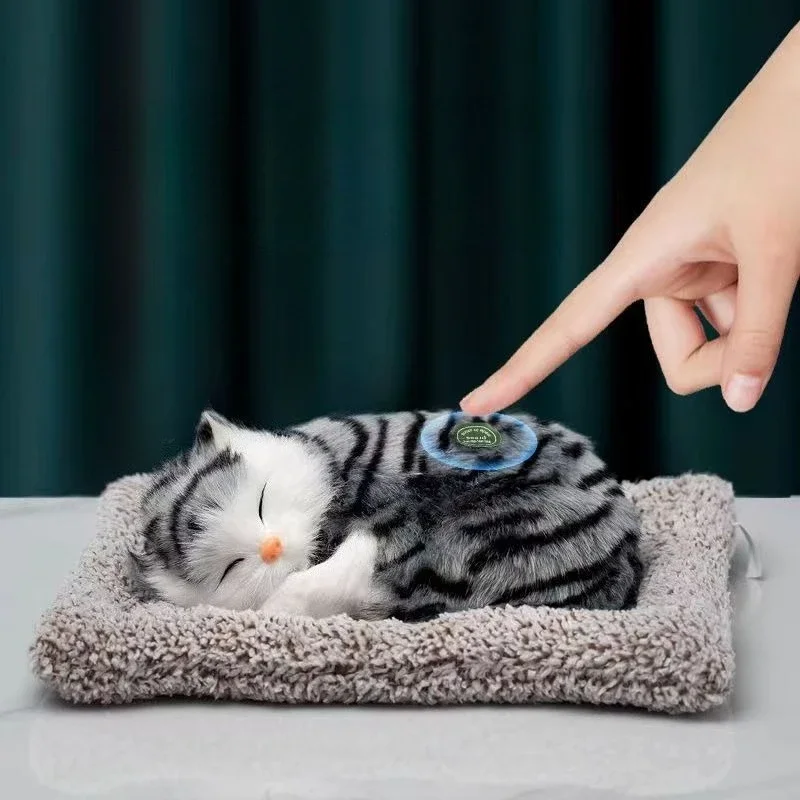 

Cute Simulation Cat Plush Toy, Stuffed Sleeping Kitty with Touch Sound, Soft Plush for Kids, Lovely Desk Room Decoration