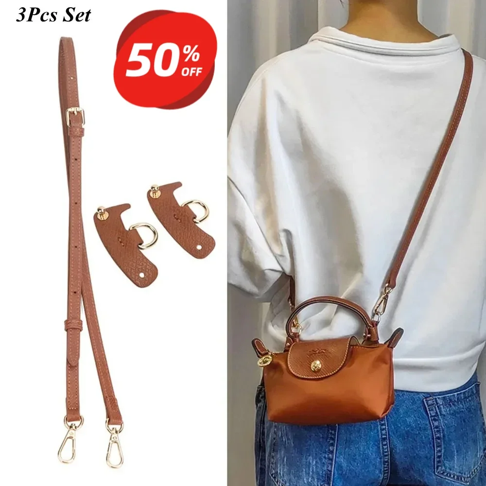 롱샴 미니백용 천연 가죽 크로스바디 스트랩, 숄더백으로 변형 가능한 액세서리, 크리스마스 선물용 조절 가능