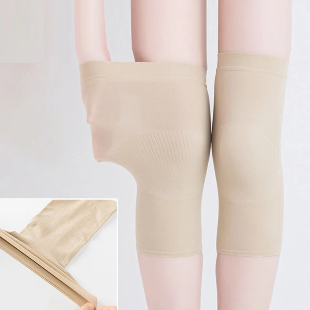 Rodillera cálida para mujer, Protector de rodilla delgado para habitación/exterior, transpirable, manga de compresión, rodilleras térmicas para mantener el calor