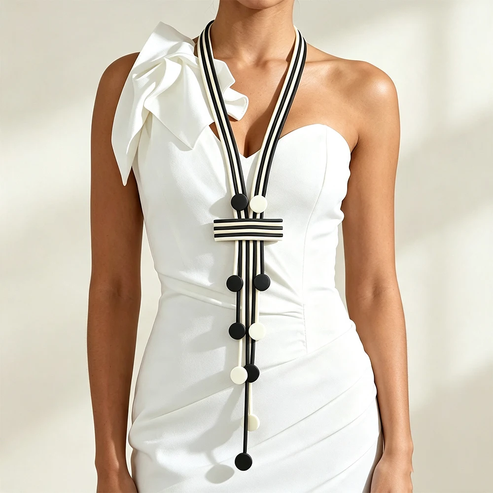 UKEBAY Bunte Statement-Anhänger-Halskette für Frauen, Lange Mehrschichtige Geometrische Boho-Modeschmuck-Halskette für Party und Alltag – Detail 5