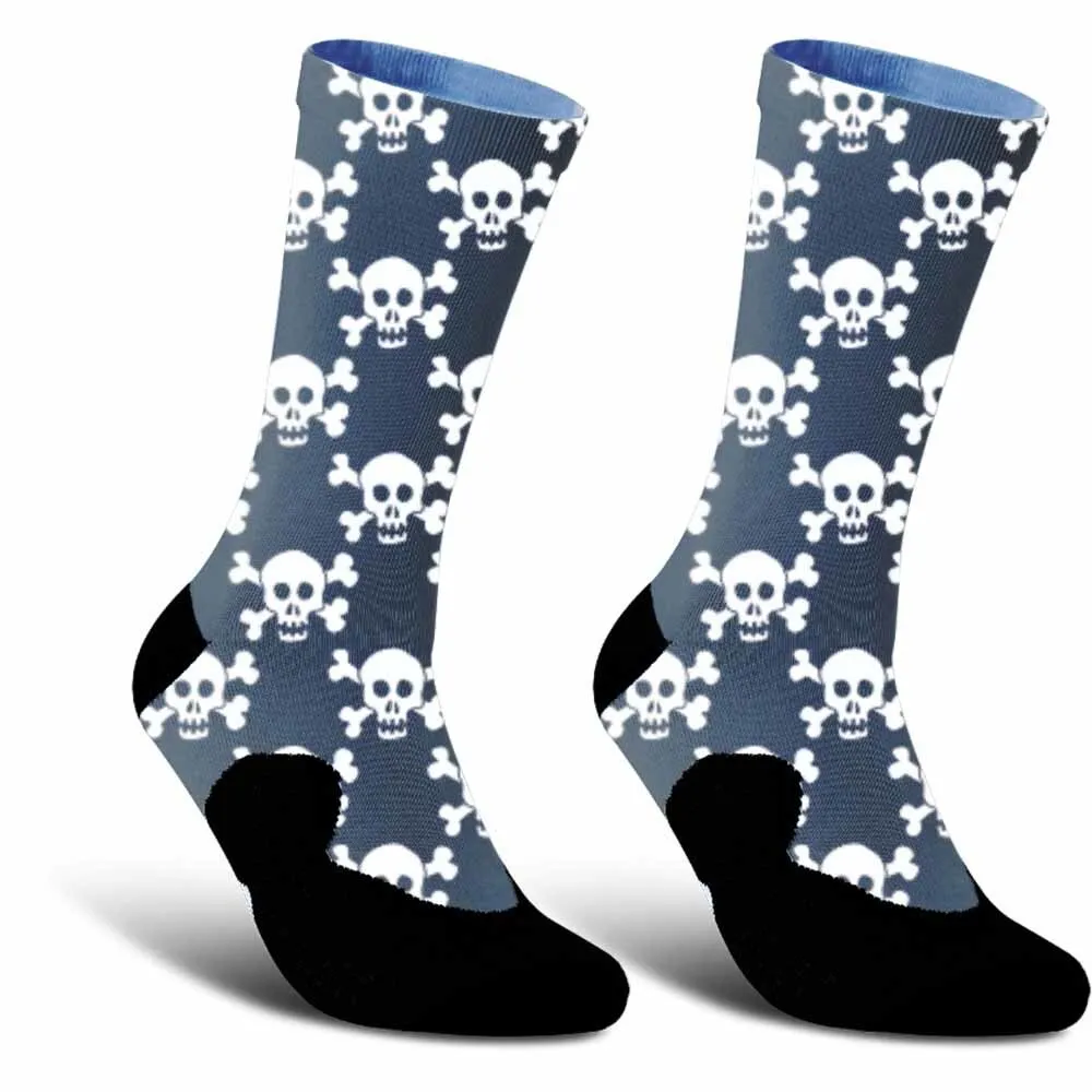 Vector skull pattern sports cycling socks, fashionable trend, unisex, sweat absorbing, durable, breathable, bicycle gift