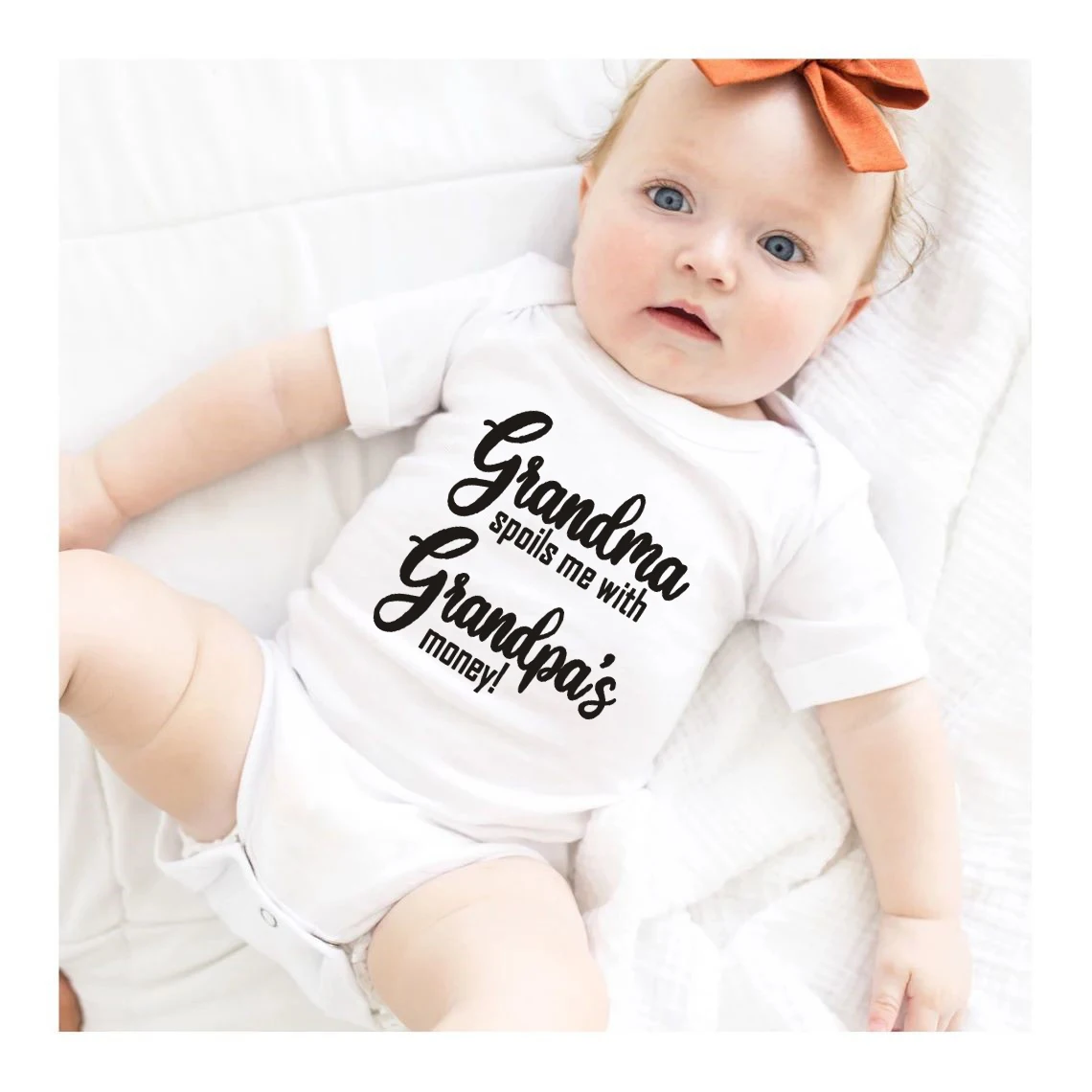 Grandma Spoils Me With Grandpa's Money Baby Bodysuits Cotton Infant Romper Cute Toddler Boys Girls Short Sleeve Jumpsuit Clothes