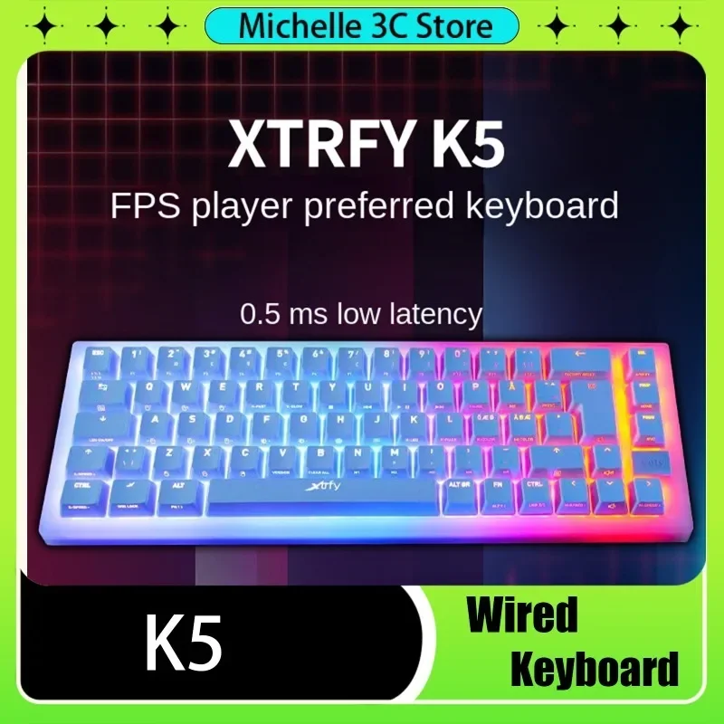 K5 Wired Mechanical Keyboard RGB3.0 Low Latency Customized E-sports FPS Game 67 Keys USB Red Axis Macrokey Full Bond No Punch