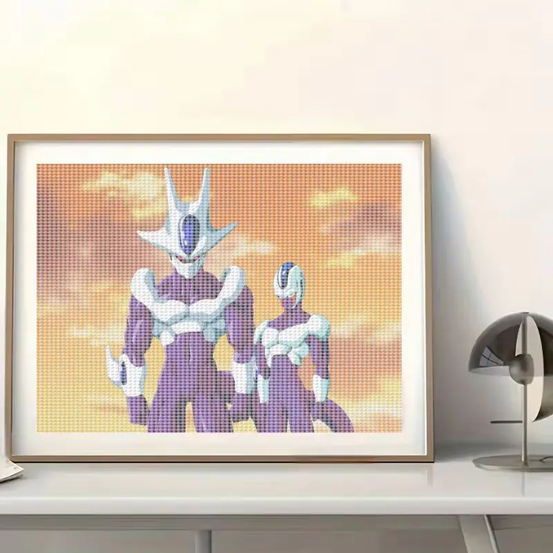 1PC 5D DIY Diamond Painting Full Drill Kit dengan Karakter Anime Dragon Ball Z Cooler & Meta-Cooler, Kristal Besar 40x50CM