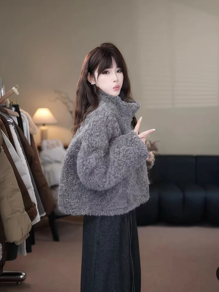 

Unique Beautiful Early Winter Thiened Long Sve Women's ort Coat Warm Outerwear Casual Sle Zipper Design Faionable Top