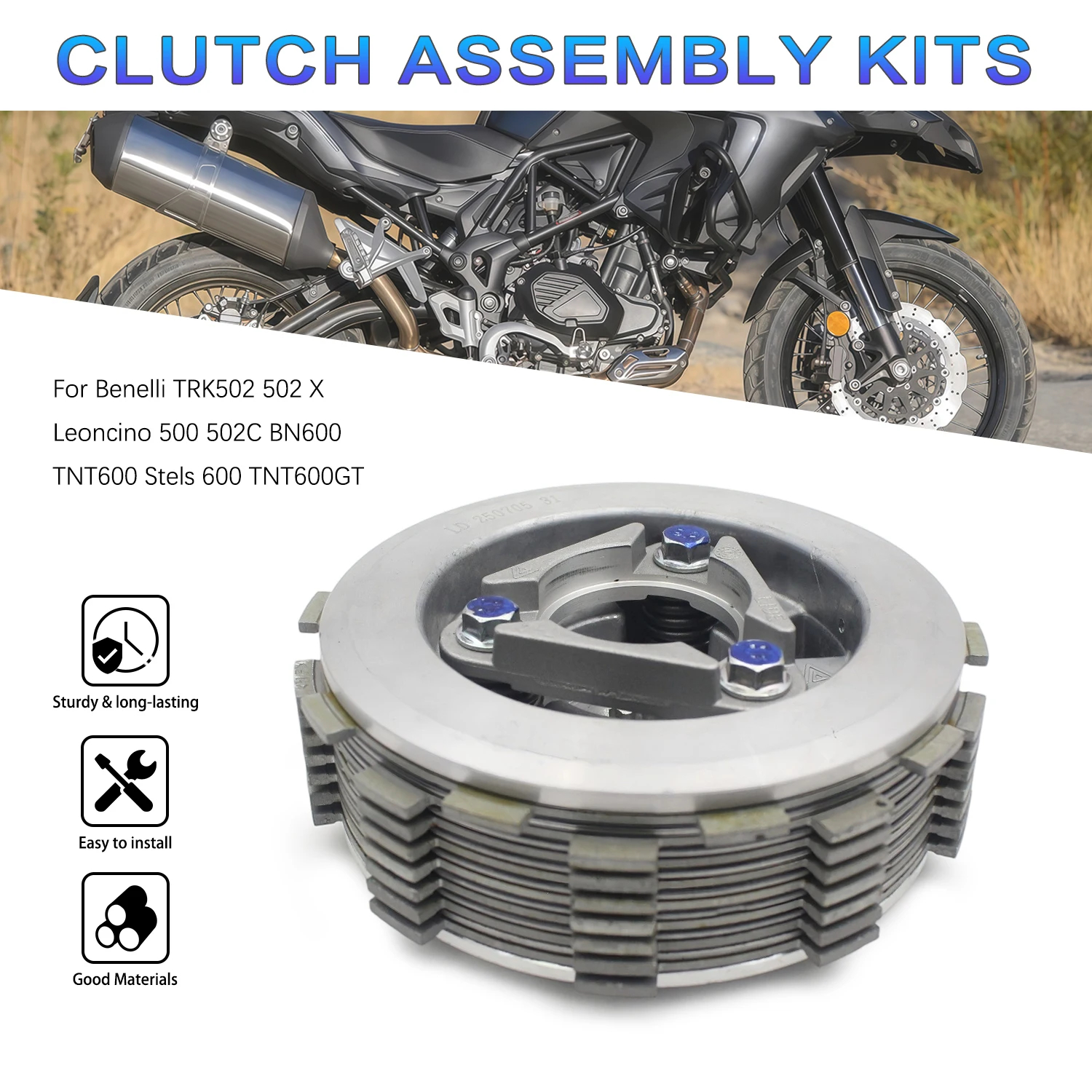 Motorcycle Clutch Assembly Disc Plate For Benelli BN600 TNT600 Stels 600 TRK502 TRK502X Leoncino 500 502C TNT600GT Accessories