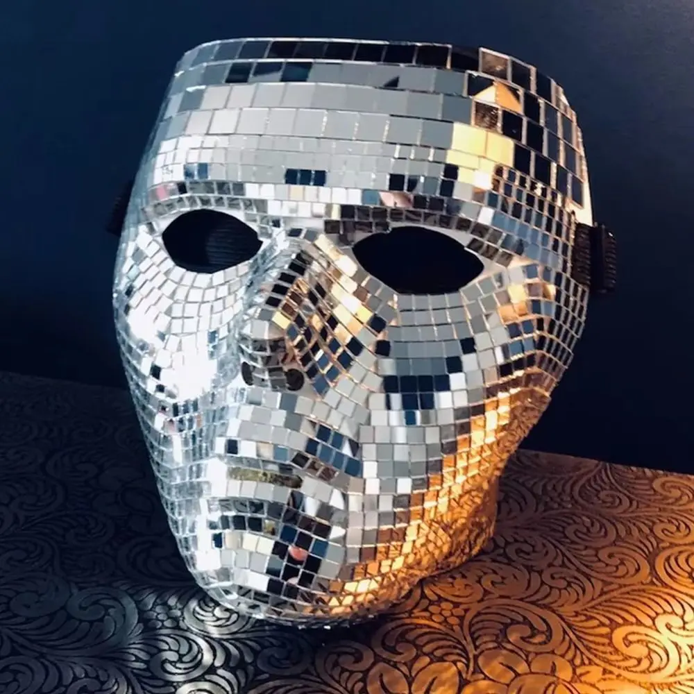 Masquerade Ball Glitter Mirror Face Mask Full Face Male Adult Night Club Mask Party Supplies Eye Mask Home DJ Decor Carnival
