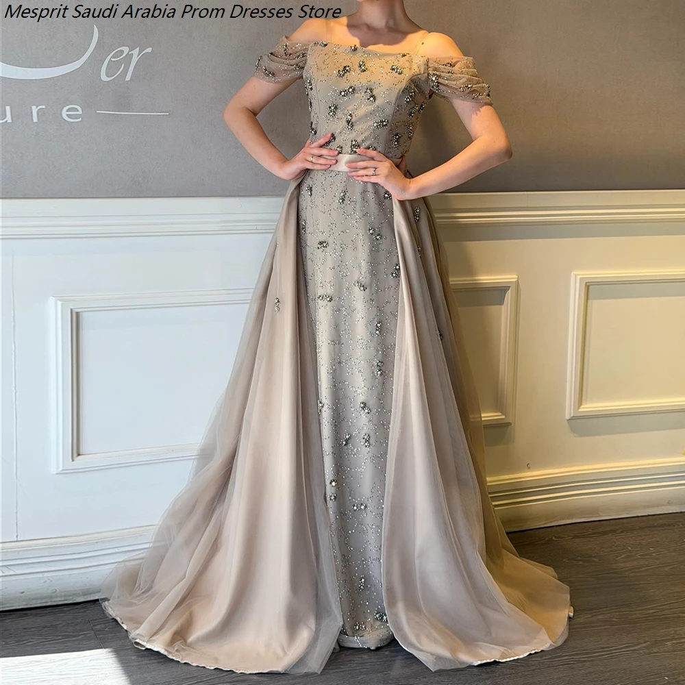 

Women's A-line Evening Dresses Floor-length Off The Shoulder Sleeveless Prom Dresses Fashion Beading Draped Customized Gowns