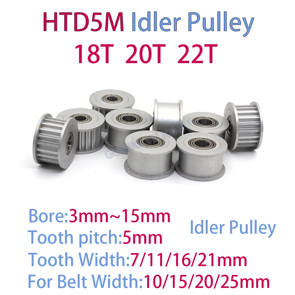 

HTD 5M Idler Pulley 18 Teeth 20 Teeth 22 Teeth Belt Width 10/15/20/25mm Bore 3mm-15mm Synchronous Wheel for Conveyor Belt System