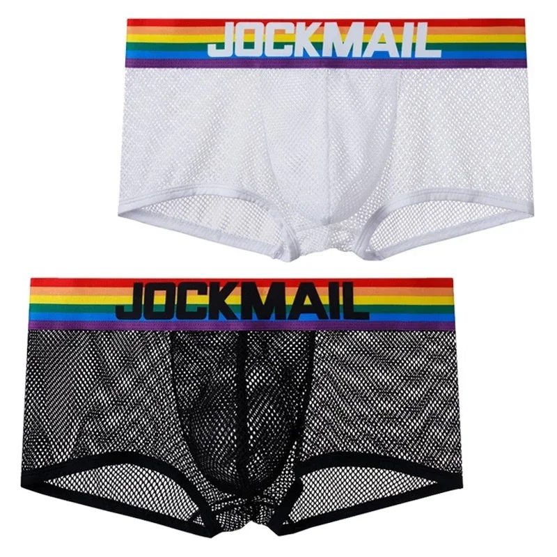 JOCKMAIL Sexy Men Underwear Briefs Cotton Breathable Male Panties Cueca Gay Tanga  Pouch Mesh Underpants Slip Homme Calzoncillos