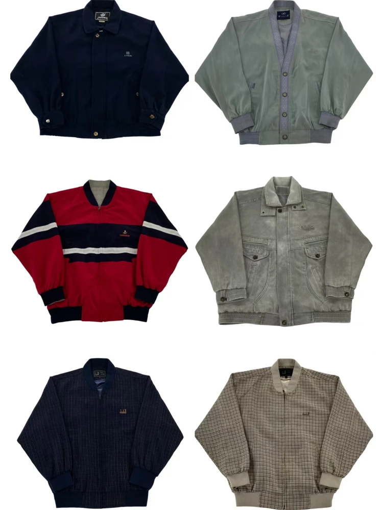 

Vintage Loose Baseball Jaet for Men And Women Spring Autumn Faion Urban Sle Long Sve Flip Collar Coat Regular Length