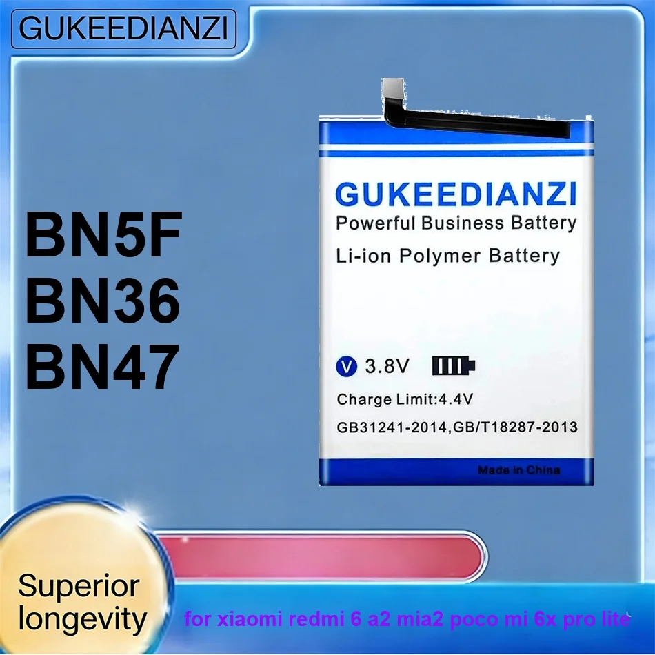 

Mobile Phone Battery Long Lasting BN5F BN47 BN36 3800-5600mAh For Xiaomi Redmi 6 A2 MIA2 Poco For MI 6X Pro Lite