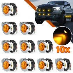 10PCS 12-24V Hawk-eye Little Round Side Marker Clearence Car Lights Indicators for Truck Bus Trailer Van Caravan Boat Taillight