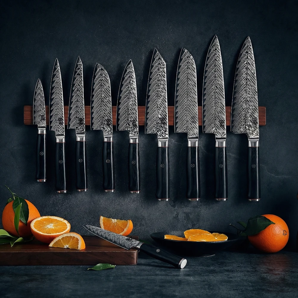 73-Layer Damascus Chef Knife - V-Gold Steel Core, High Hardness Forged Kitchen Knife - Multi-Size Available for Home Cooking