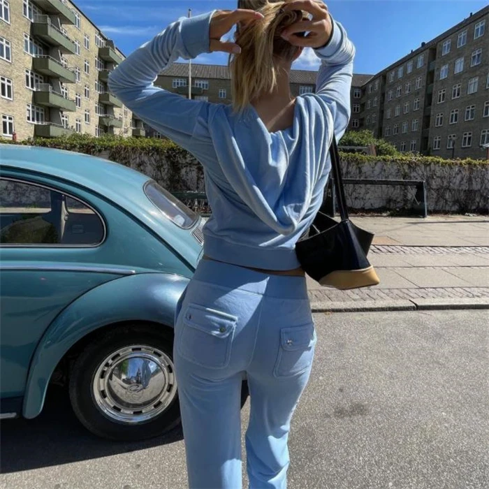 

Fashionable Hoodie Jacket And Pants Tracksuit Set for Women Stylish Sportswear Ensemble Seven-Foot Length Collar Half Zip