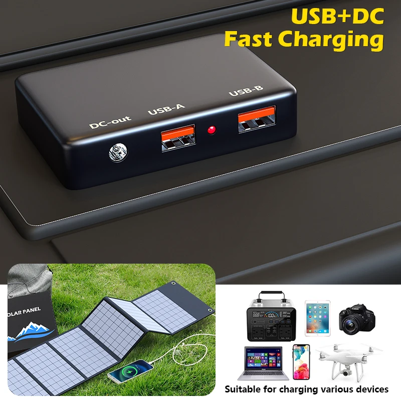 휴대용 태양 전지 패널 충전기, 12V USB DC 캠핑 접이식 패널, 휴대폰 노트북 충전 파워 스테이션용, 600W, 1000W, 18V