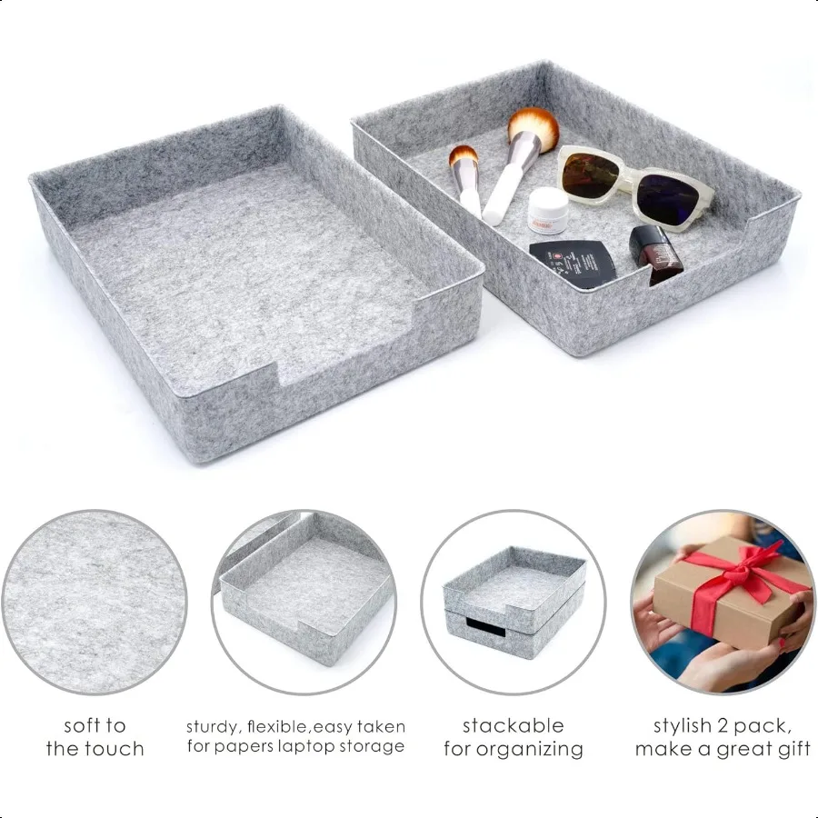 Welaxy органайзер для ящиков стола, лотки для писем, фетровая бумага для документов, файлов, сортировочная коробка для хранения журналов, мягкая прочная коробка из 2 предметов для офиса