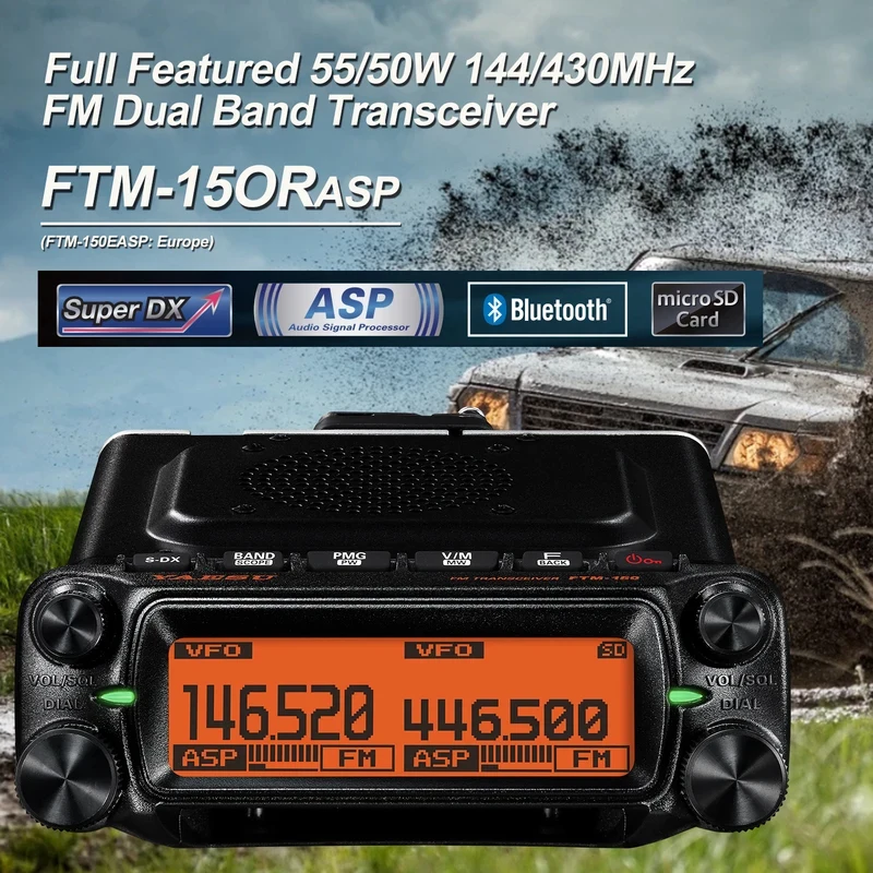 YAESU FTM-150 VHF 55W UHF 50W Dual Band FM Mobile Transceiver Air Band 108-137MHz Receive Front Panel Separation FTM-150E