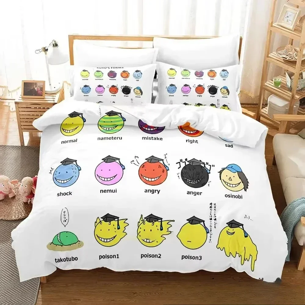 

3D Print Anime Assassination Classroom Koro-sensei Comfortable Duvet Quilt Cover Pillowcase Bedding Set Decoration Home Textile