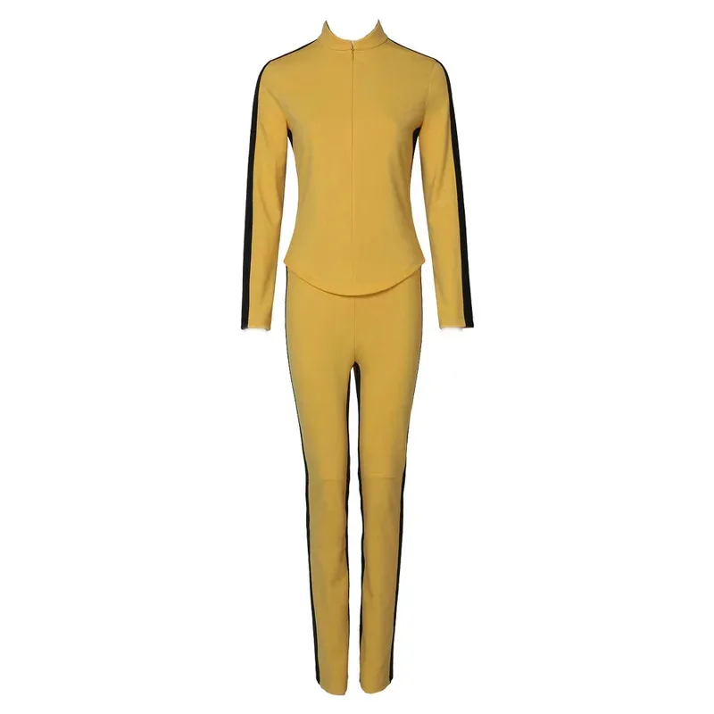 

LQUma Thurman The Movie Kill Bill Cosplay Costume Women's Yellow Tight Uniform Suits The Bride Cosplay Halloween Party Costumes