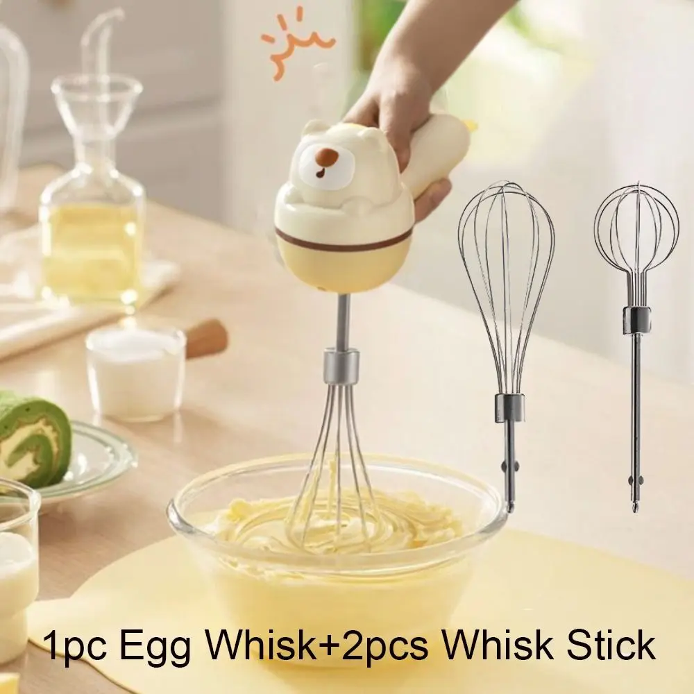 

Baking Supplies Handheld Bear Electric Eggs Beater Rechargeable Cordless Cream Whipper Labor-saving Egg Mixer Milk