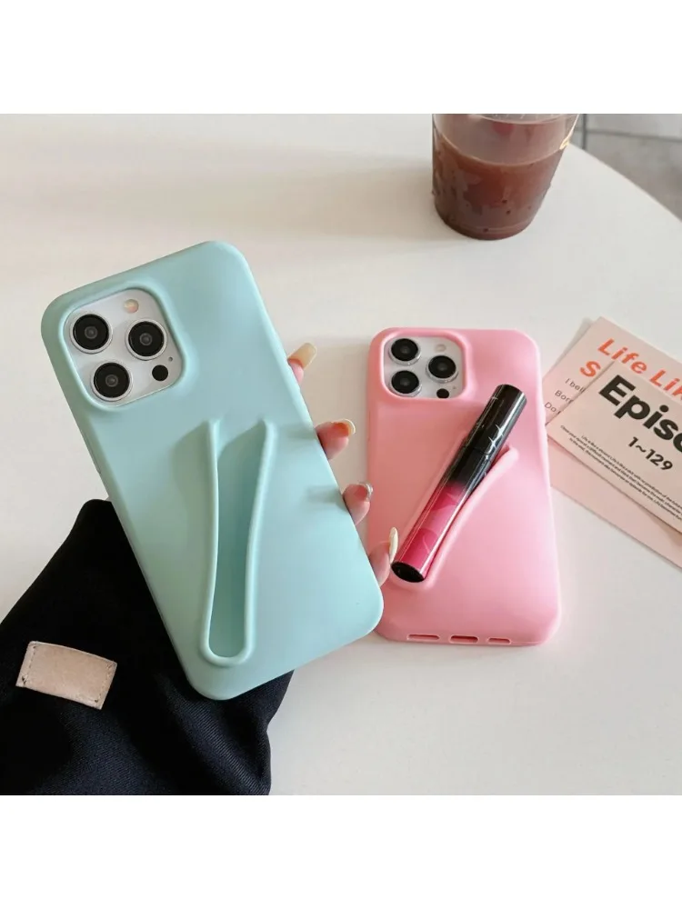 Luxury Soft Silicone Lipstick Phone Case for IPhone 16 Pro Max 14 15 13 12 11 Lipstick Holder Rubber Shockproof Protect Cover