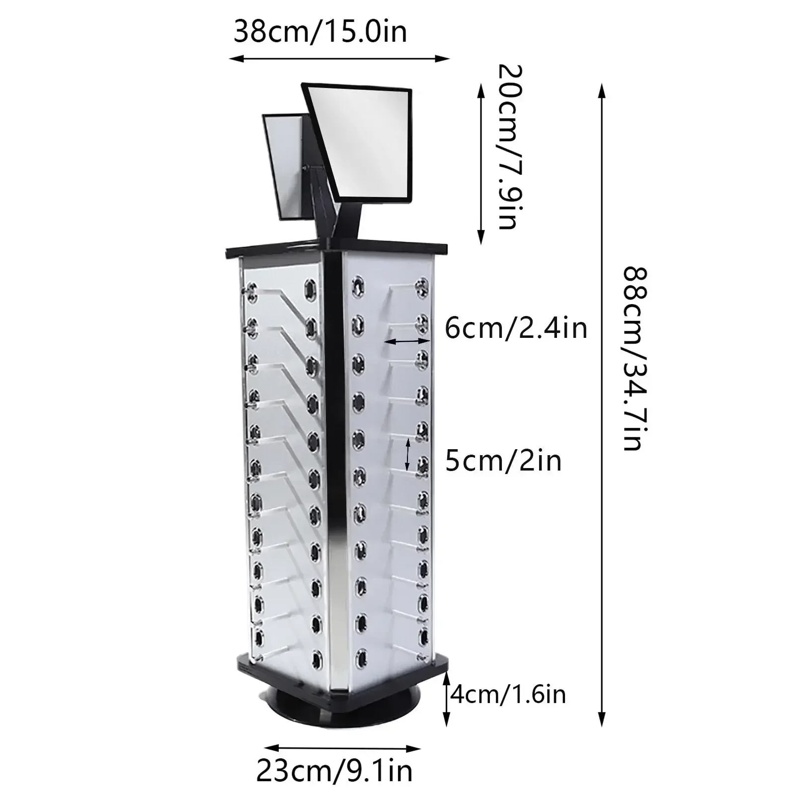 

360° Rotating Glasses Display Stand Rack 44 Pairs Sunglasses Organizer Holder with Mirror for Home,Exhibition Display,Shop
