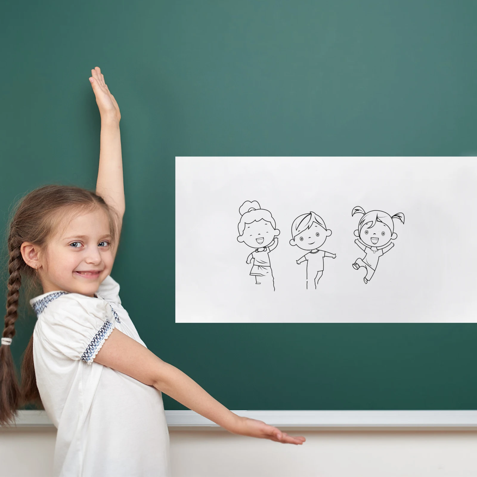 

2 Static Electricity Whiteboard Stickers 30cmx60cm Erasable Writing Kids Drawing Classroom Office Portable Dry Erase Wall