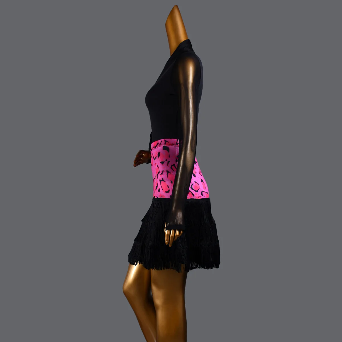 Latin Dance Rok Kwastje Rok Volwassen Chacha Nieuwe Professionele Praktijk Kleding Luipaard Patchwork Dansvoorstelling Korte Rok
