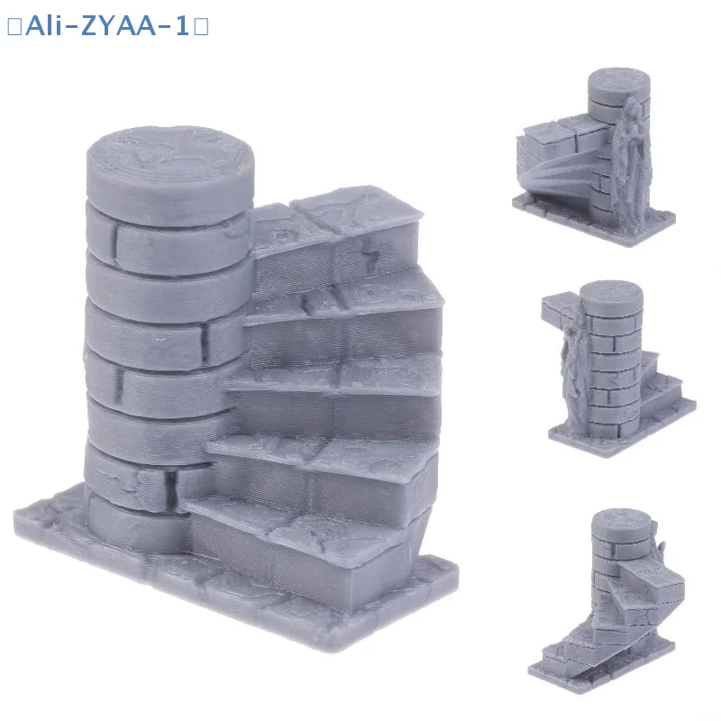 【ZYAA-1】3D Printed Tomb Staircase Ornament Miniature Ruined Landscape Desktop Decoration D&D Wargaming Terrain Staircase Model