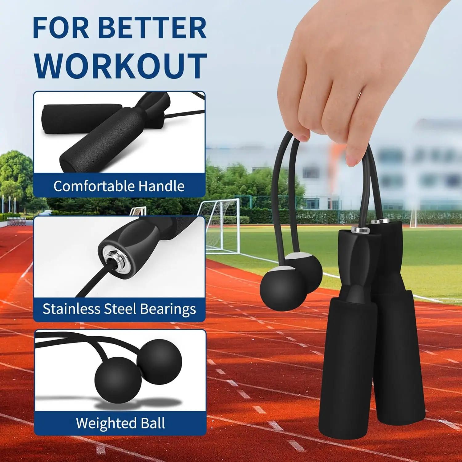 حبل القفز اللاسلكي مع كرات ثقيلة، تدريب اللياقة البدنية، كمال الأجسام، حبل الطفر السريع، معدات الصالة الرياضية المنزلية #5