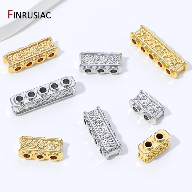 18K Gold Plated Brass Rectangle Shape Spacer Beads For Jewelry,Multi Strand Separator Beads Bars for DIY Bracelet Making Finding view 5