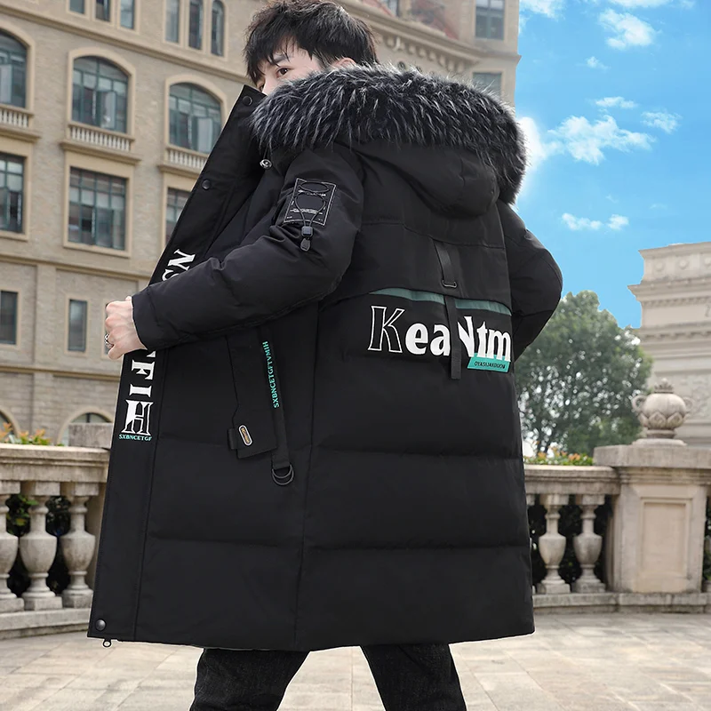 New Arrival Casual Men's Mid-Length Hooded Cotton-Padded Jacket Winter Outwear Windproof Warm Parkas Thicken Down Coats Youth