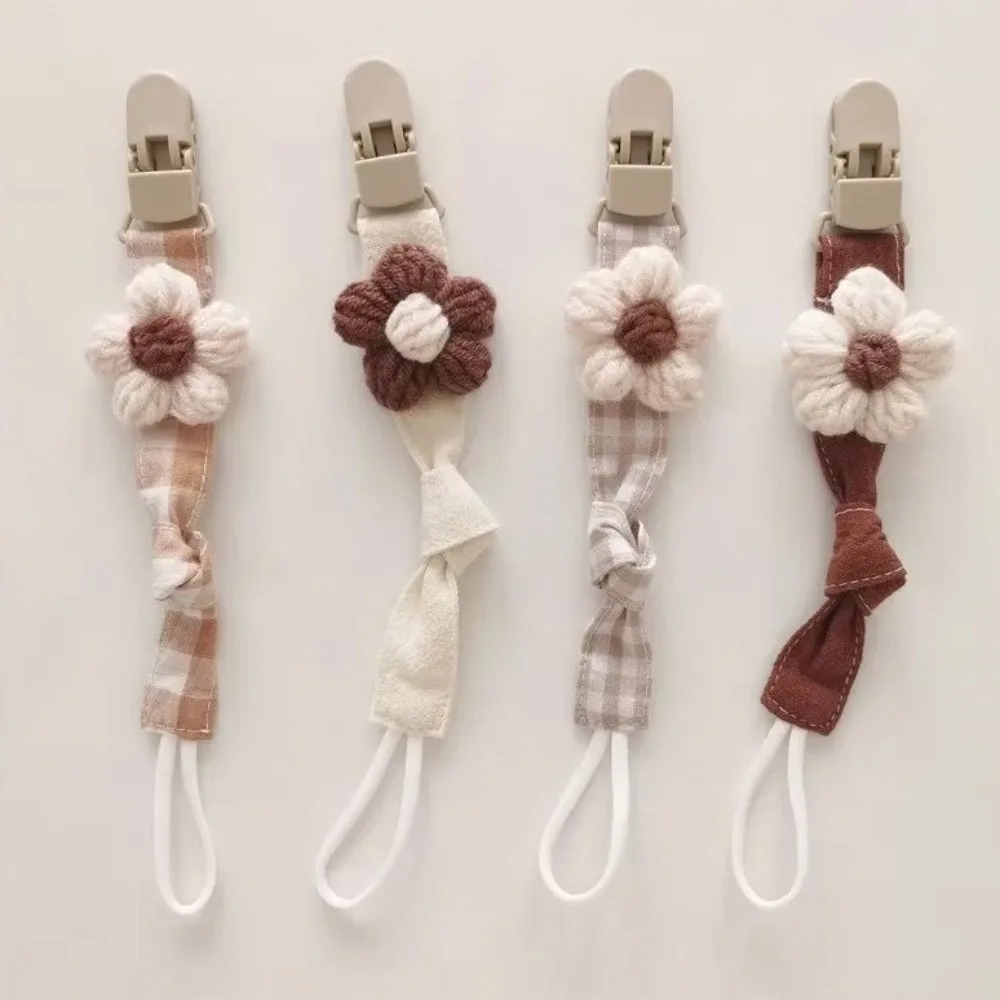

Retro Cute Flower Dummy Nipple Holder Plaid Anti-drop Baby Pacifier Chain Plastic Colorful Embroidery Pacifier Clips Newborn