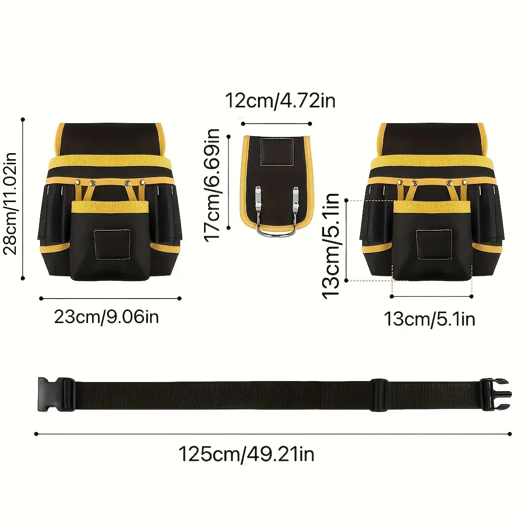 Tool Belt Bag Utility Belt Adjustable Pockets Tool Belts Detachable Work Pouch Bag Wrench Hardware Versatile Pouch