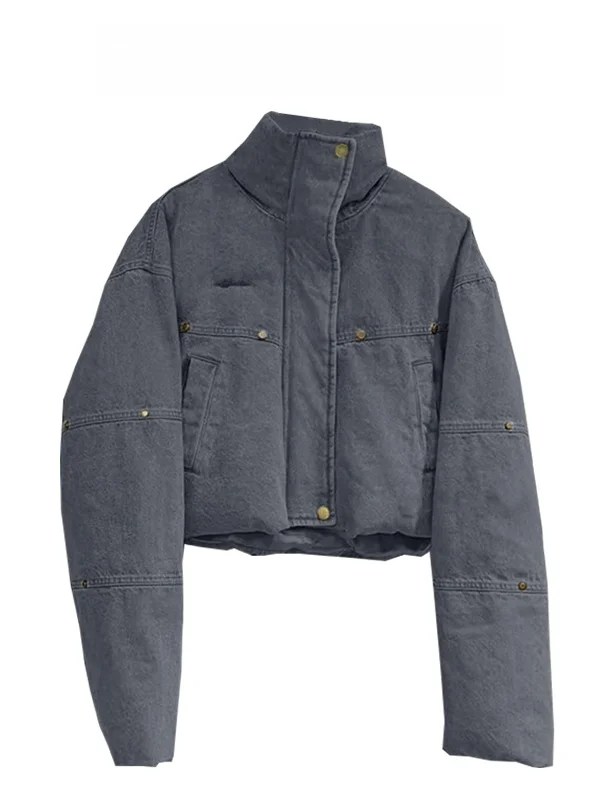 

Retro Stand Collar Zipper Faionable Cotton Jaet Korean Design Sensation Small Denim ort Outerwear Spring Autumn