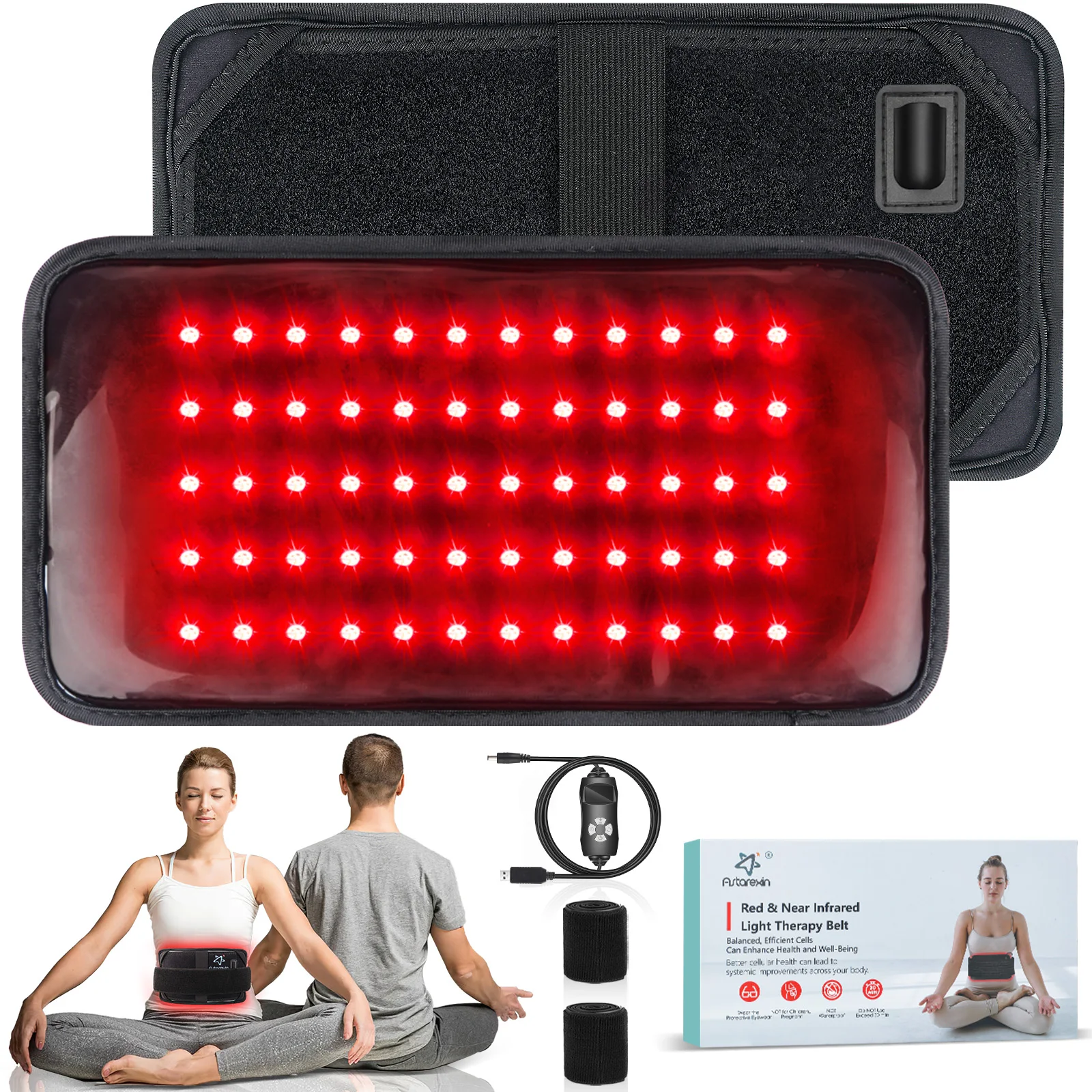 Luz infravermelha LED Healthcare Belt, Cintura Massager, Luz vermelha Aquecimento, Almofada de massagem, costas lombares, Alívio do corpo muscular