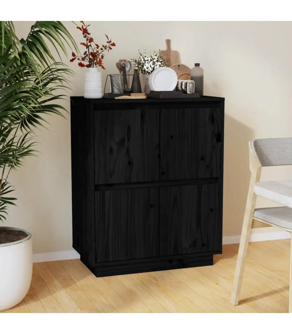 Black Pine solid wood sideboard 60x34x75 cm